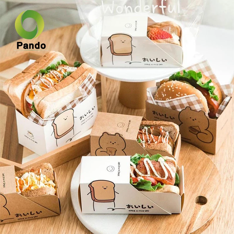 Colorful Food Grade Kraft Paper Cardboard Paper Takeaway Chicken Sandwich Food Packaging Box