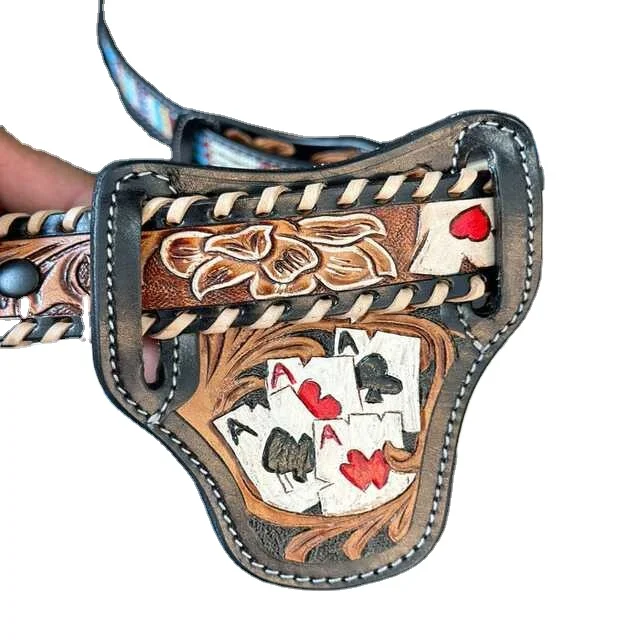 Best Selling Unique Western Style Hand Tooled Knife Hostlers Handmade Fashion Leather Goods