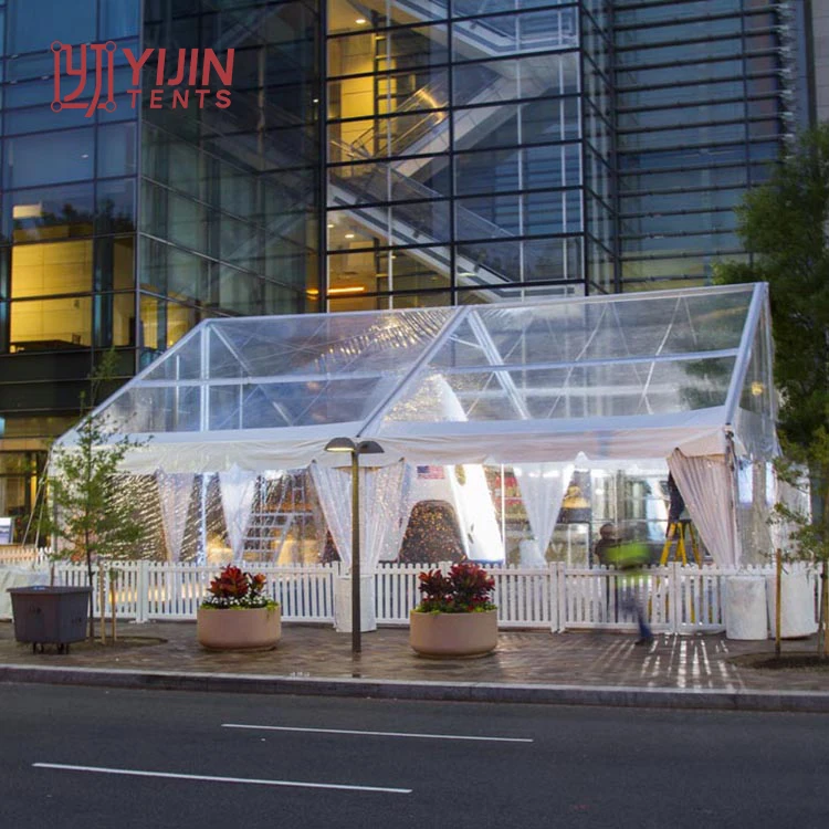 Large 15m x 20m Transparent PVC Frame Wedding Tent Heavy Duty Aluminum 150 People Fashionable Party Tents Exhibition Warehouse