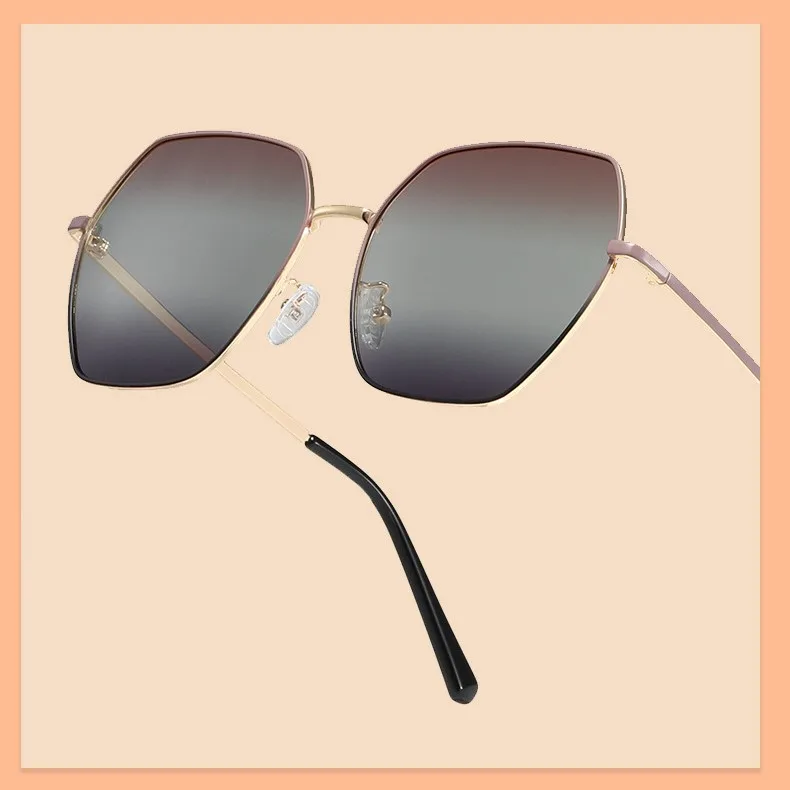 Frame Hexagon Front Sunglasses Unisex Driving Leisure Gradient Polarized Sunglasses Custom Shades Manufacturers Wholesale Metal