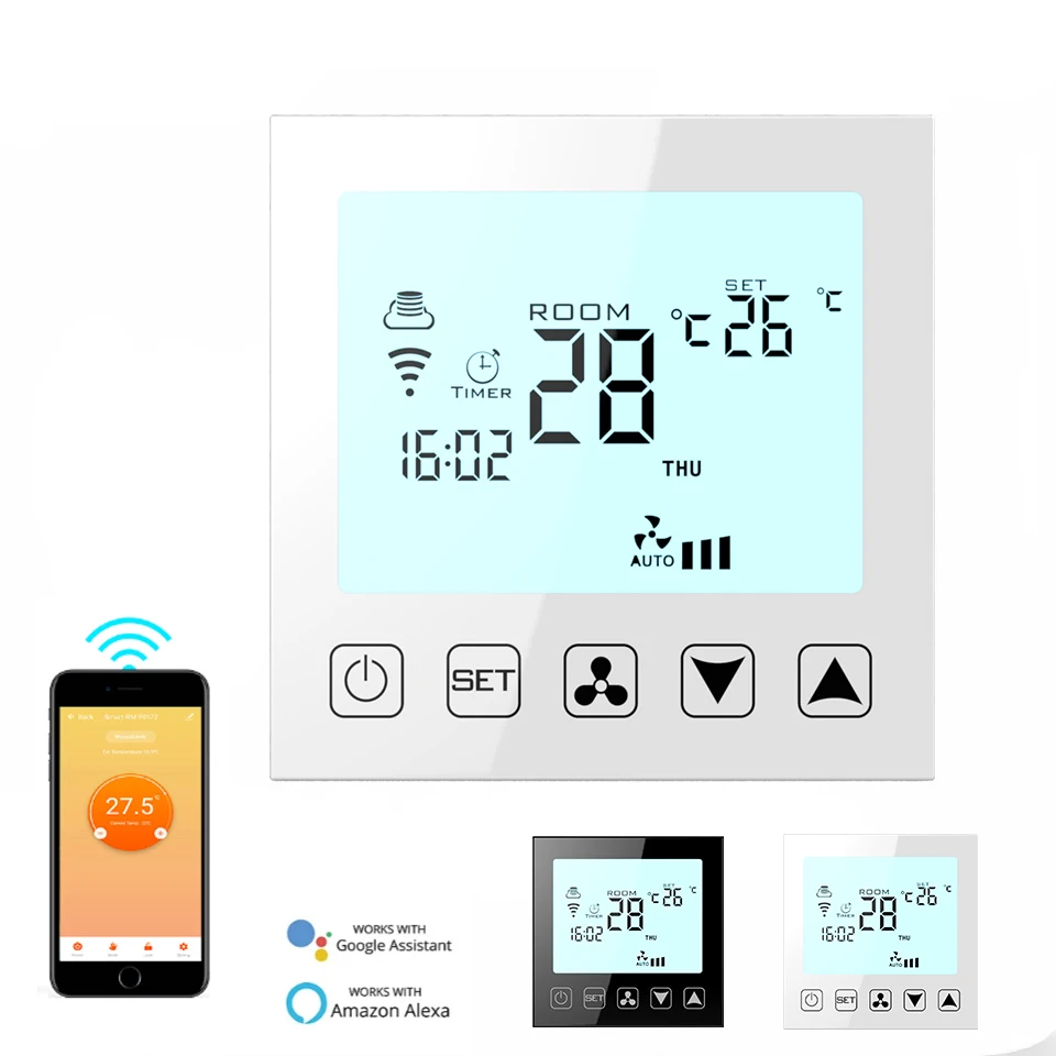 Full touch screen FCU WiFi smart home central air conditioning fan coil system digital thermostat