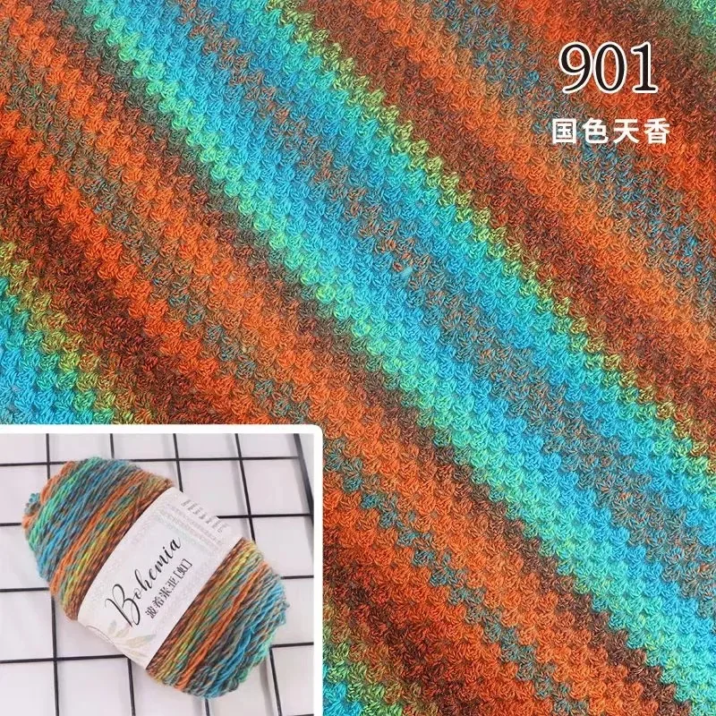 Wholesale Craft Fashion Hand Crochet Cake Yarn 60% Cotton 40% Acrylic Polychromatic Wool Blended Soft and for Sewing