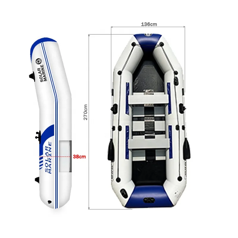 Solar Marine PVC 8.8ft Fishing Boat Inflatable Kayak 4 Persons Canoe Dinghy with Free Accessories Fashion Design