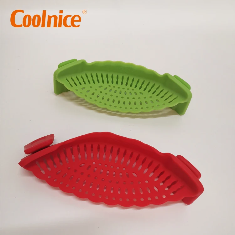 COOLNICE Hot Sale Fits all Pots and Bowls Dishwasher Safe Colander Silicone Clip On Strainers With 2 Clip