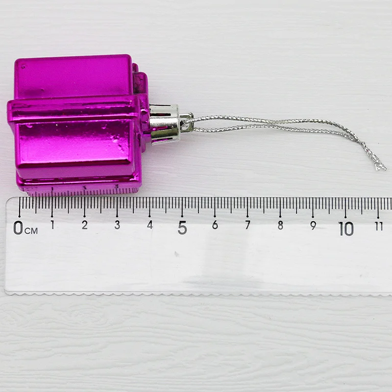 (6 Pcs/pack)3.5*5.5cm Christmas Tree Gift Box Hanging Decoration Mini Plastic Boxes Christmas Pendant Multi Color Party Supplie