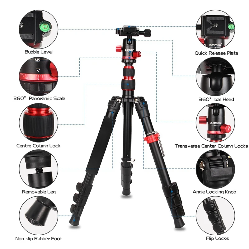 M5 professional photography light weight flexible portable dslr slr video camera mount tripod stand for camera