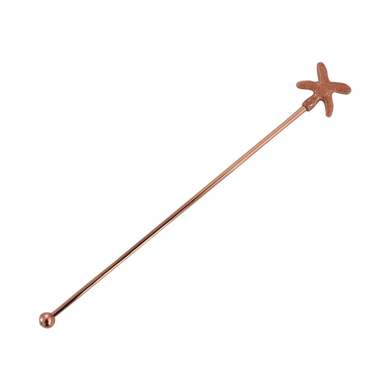 304 Stainless steel fruit pin, novelty fruit stick, multi-color starfish cocktail pick