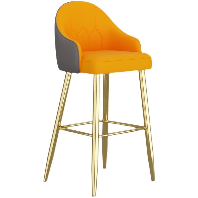 
Nordic modern luxury outdoor home reception kitchen iron PU leather high bar stools chair restaurant furniture 