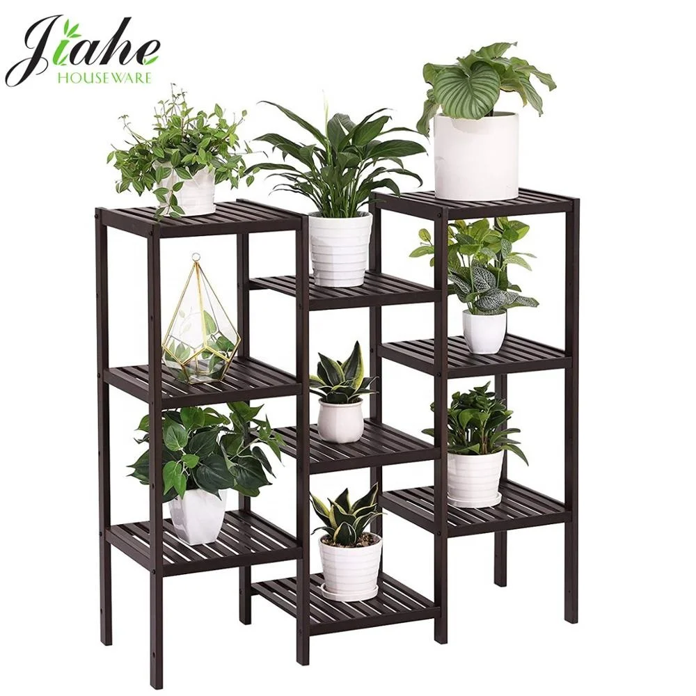 Bamboo Wooden Plant Stand Plant Display Shelf  Flower Pot Rack Brown