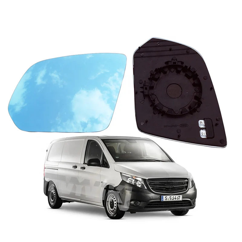1 pair 2PCS Heated Side Rearview Mirror Blue Glass Lens For Mercedes Benz Vito V class V260 2016-2019 Wide Angle View anti glare