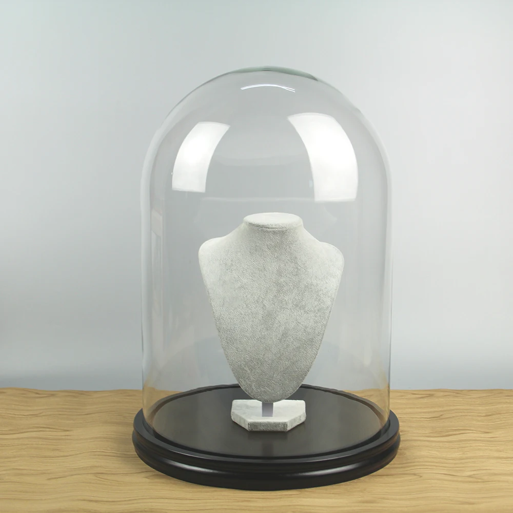  Высокое качество D25 x H40cm ручная работа большой стеклянный купол с деревянной основой для ювелирных изделий дисплеем коллекционные