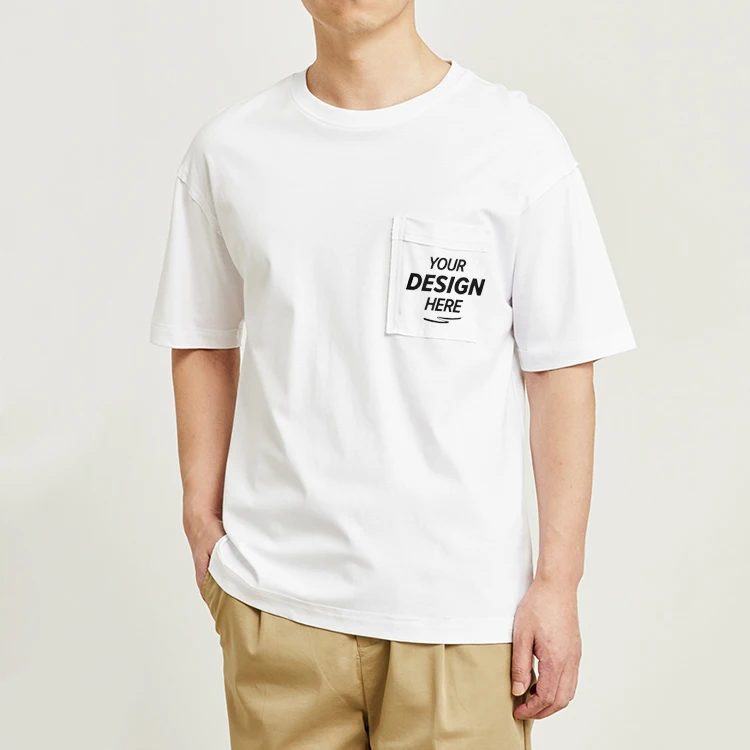 HG270P Wholesale T Shirt Men Short Sleeve Organic Cotton T-shirt Breathable Tee Shirts With Pocket