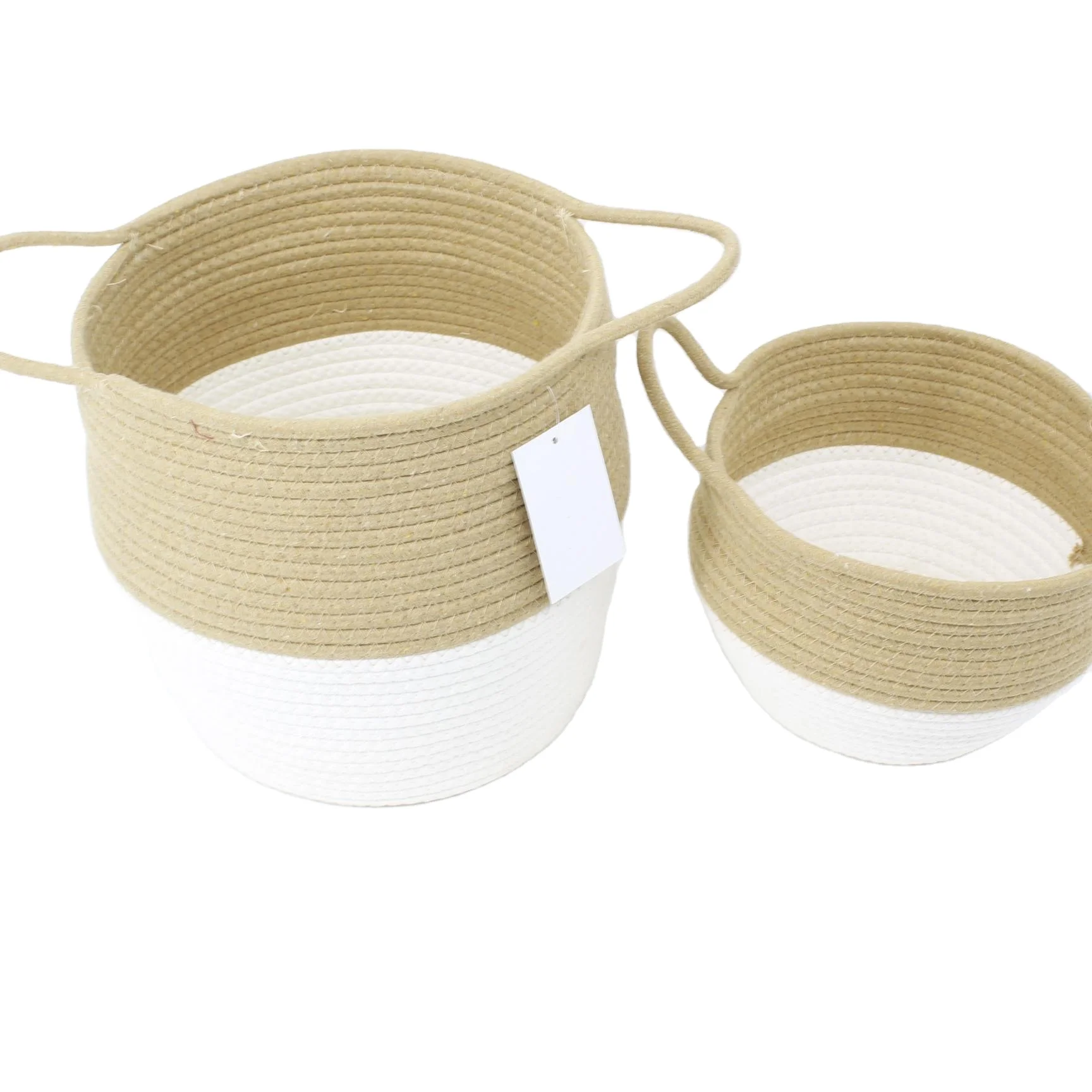 storage basket straw storage bin with handle wholesale foldable woven laundry cotton rope storage basket