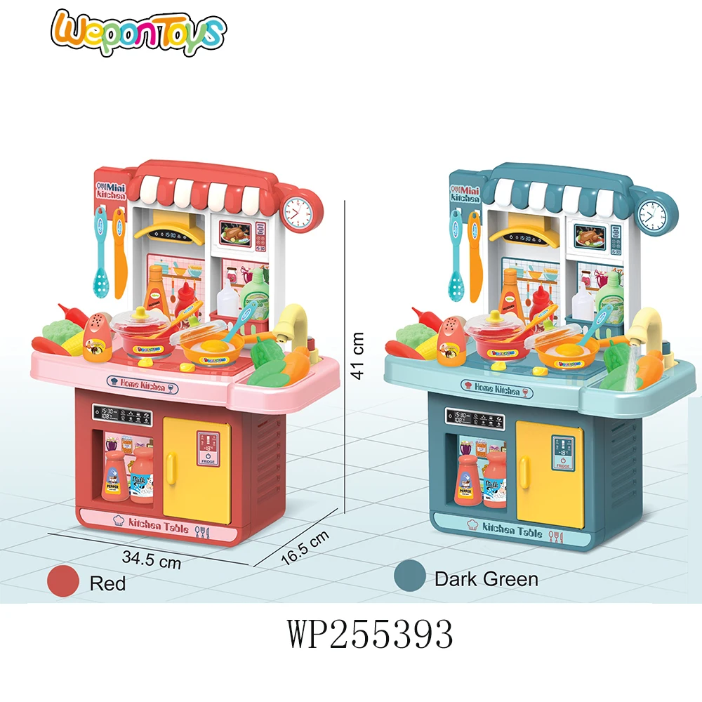 33pcs toy electric kitchen come out water plastic battery operated kitchen table