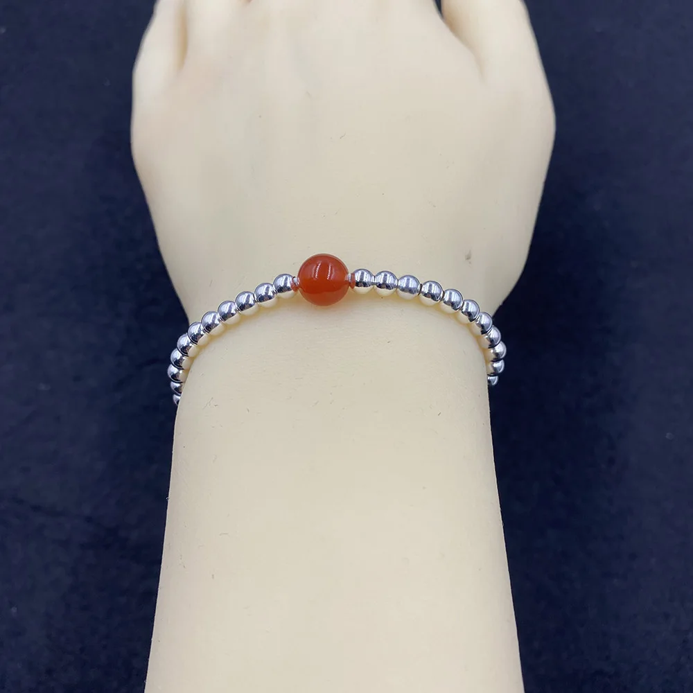 925 Sterling Silver Beads Ball Amber Charm Bracelet Length 12-22cm Bulk Sale