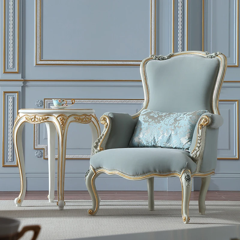 Foshan furniture  high quality luxury design classic new light grey living room velvet fabric sofa chair armchair