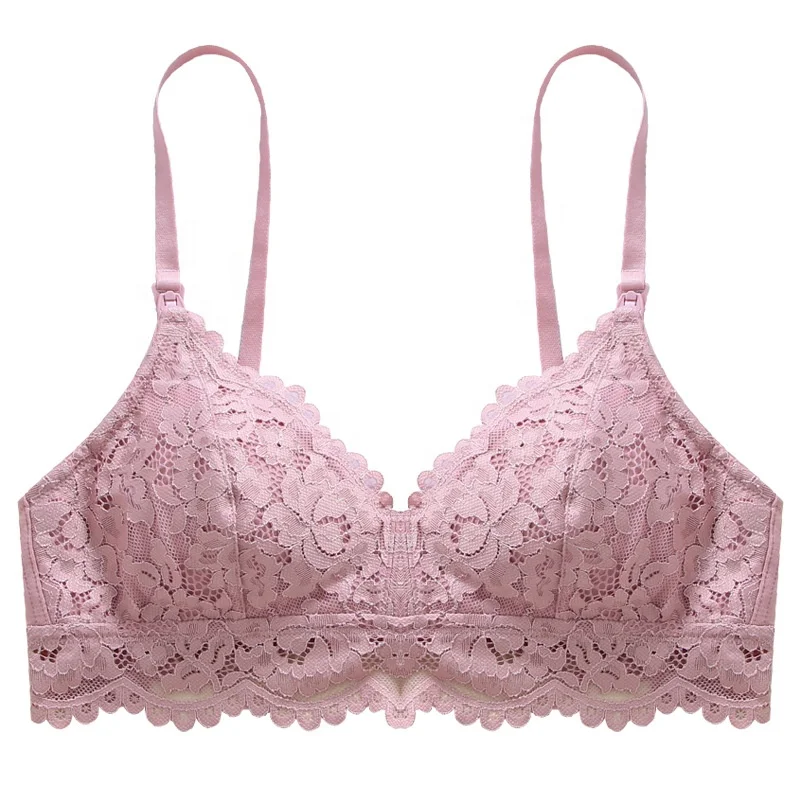 High Quality Lactation Bra Maternal Pregnant Women Comfortable Push Up Insert Pads Soft Lace Cotton Nursing Bra