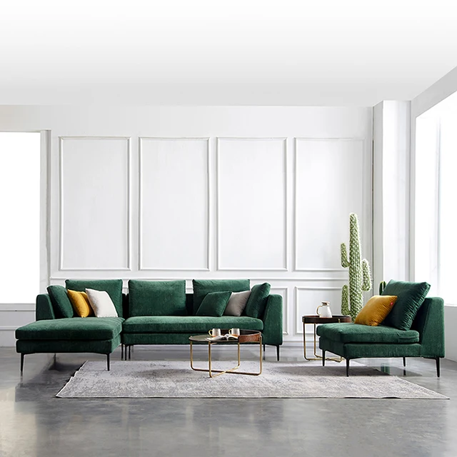 Simple Fresh Dark Green Fabric Sofa Living Room