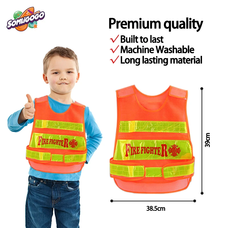 SL 4pcs Kids Firefighter Pretend Play Fireman Rescue Tools Educational Rrole Play Plastic Toy With Accessories