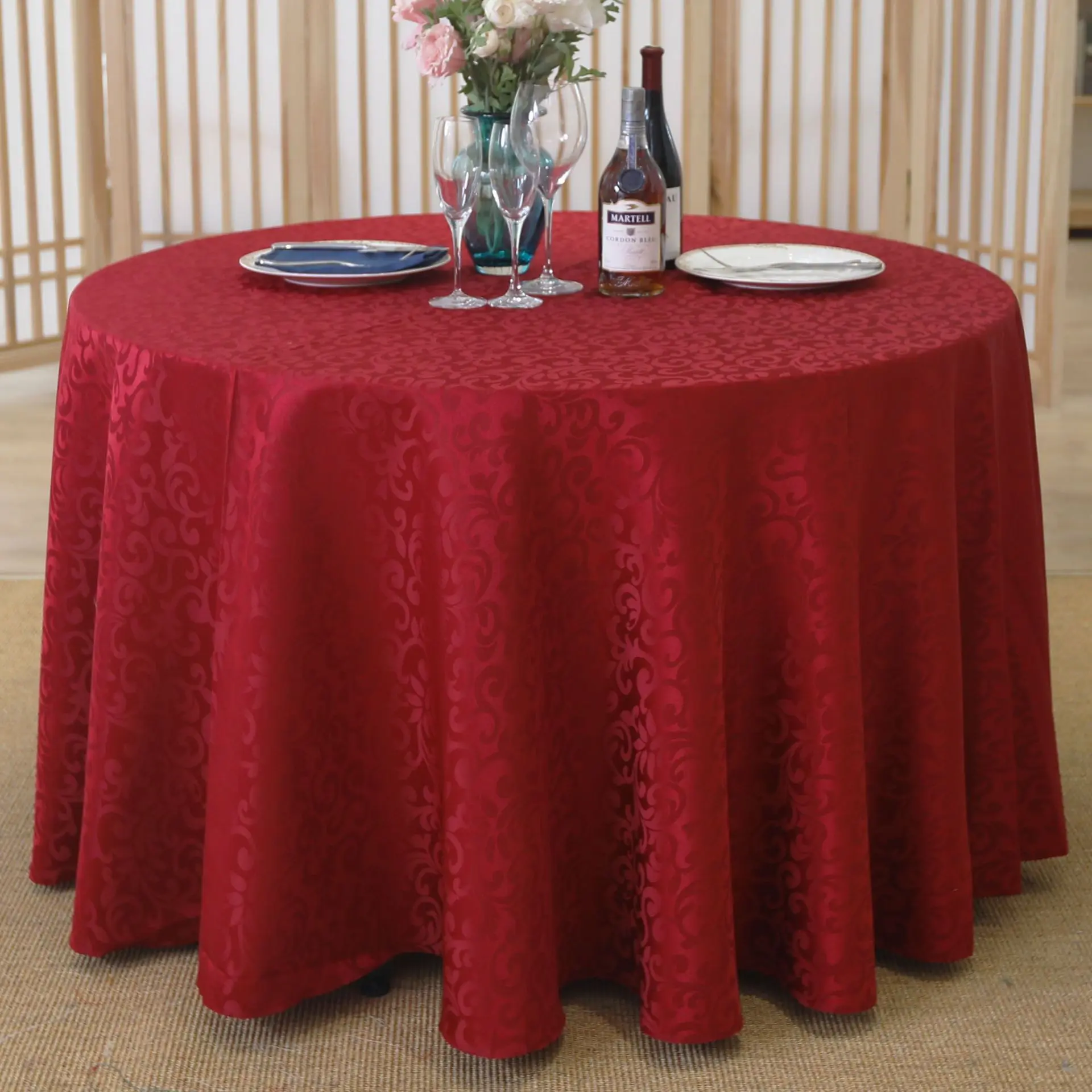Libosa Hotel tablecloth restaurant Restaurant stall tablecloth table skirt round type Round Table tablecloth double crocheted do