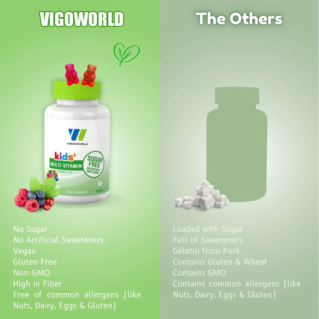 Vegan Sugar-Free Multivitamin Gummies Kids Vitamin D B6 B12 C No Artificial Sweeteners Nutrient-Filled Supplements Candy Pill