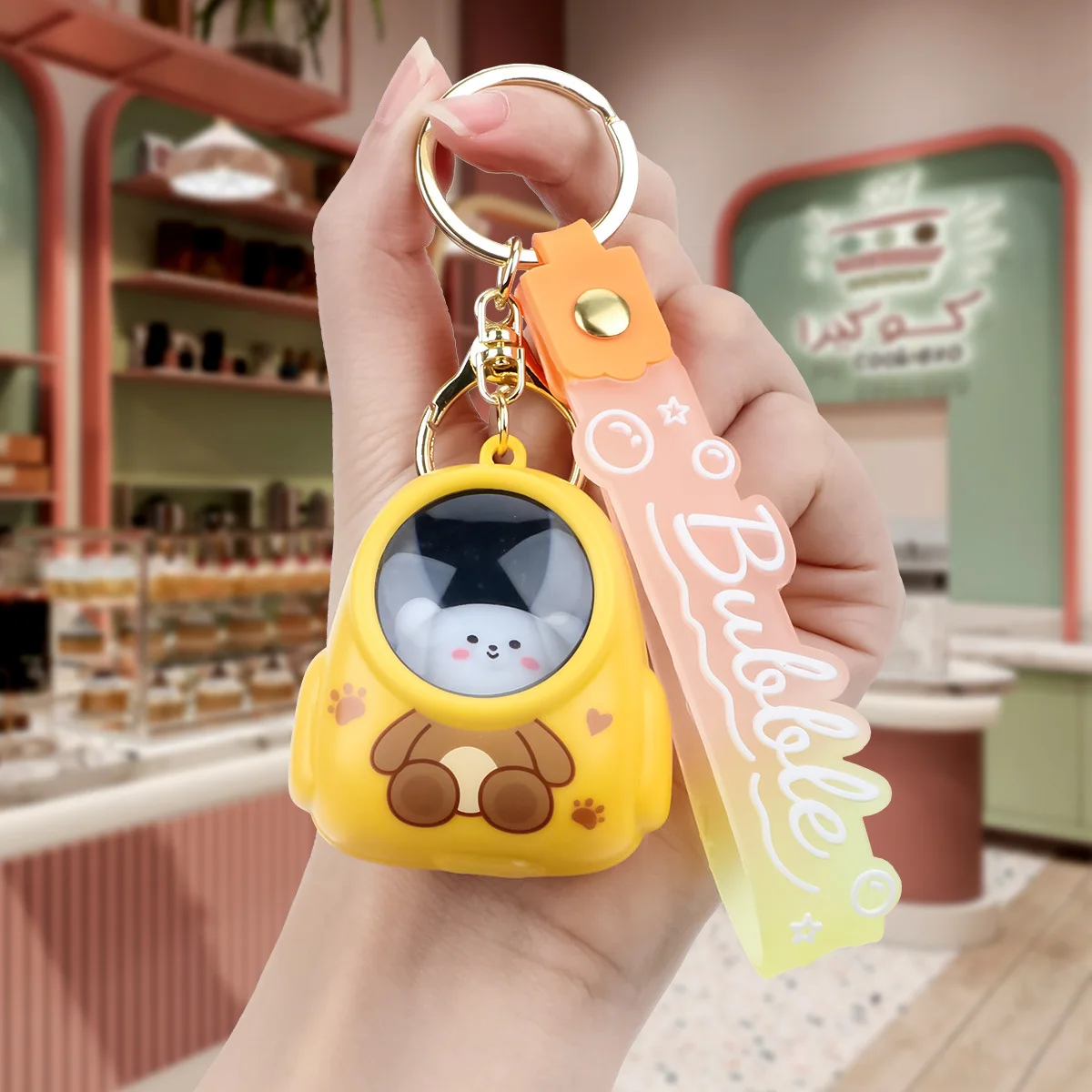 Led Keychain Creative Gifts Couple Keychain Customized Backpack Cat Keychain With LED Light