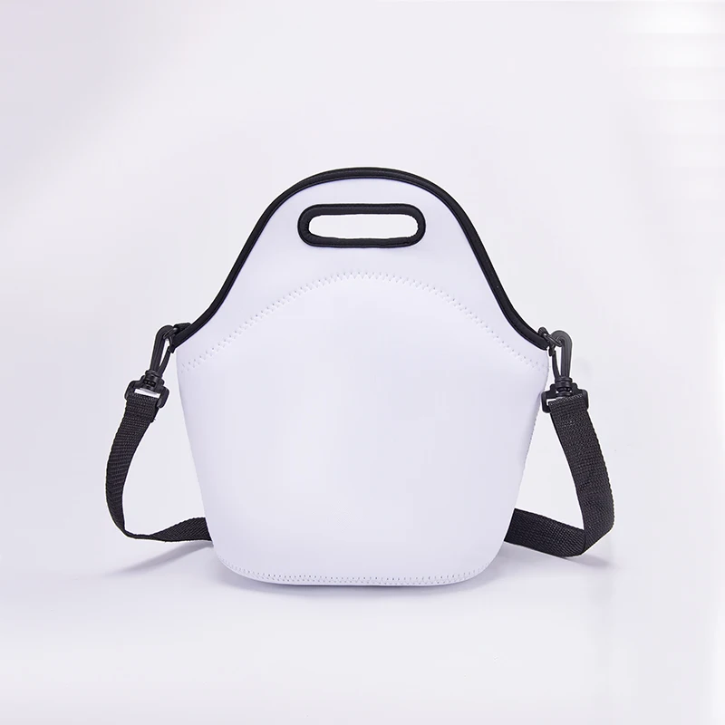 Custom Eco Friendly Neoprene Sublimation Blank Lunch Tote Bag With Shoulder Strap Thermal Lunch Bag For School Kids