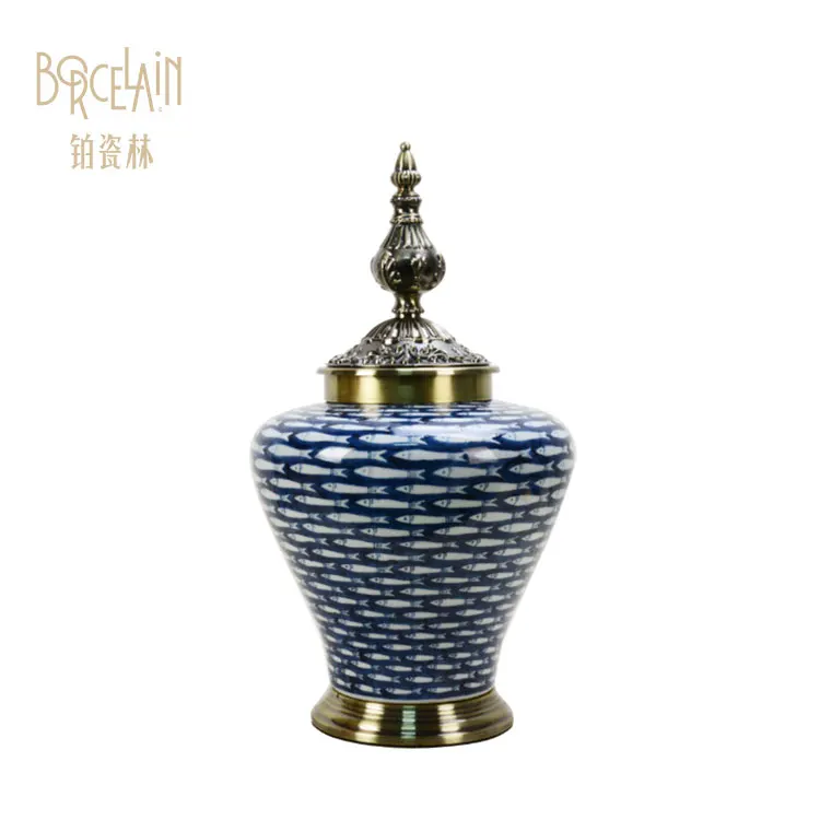 Hot sale chinese ceramic blue and white ginger jar