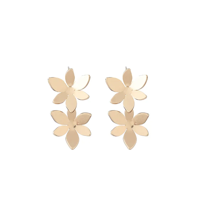 
High Quality Gold Plated Women Fashion Earring Jewelry Flower Shaped Stud Earrings 