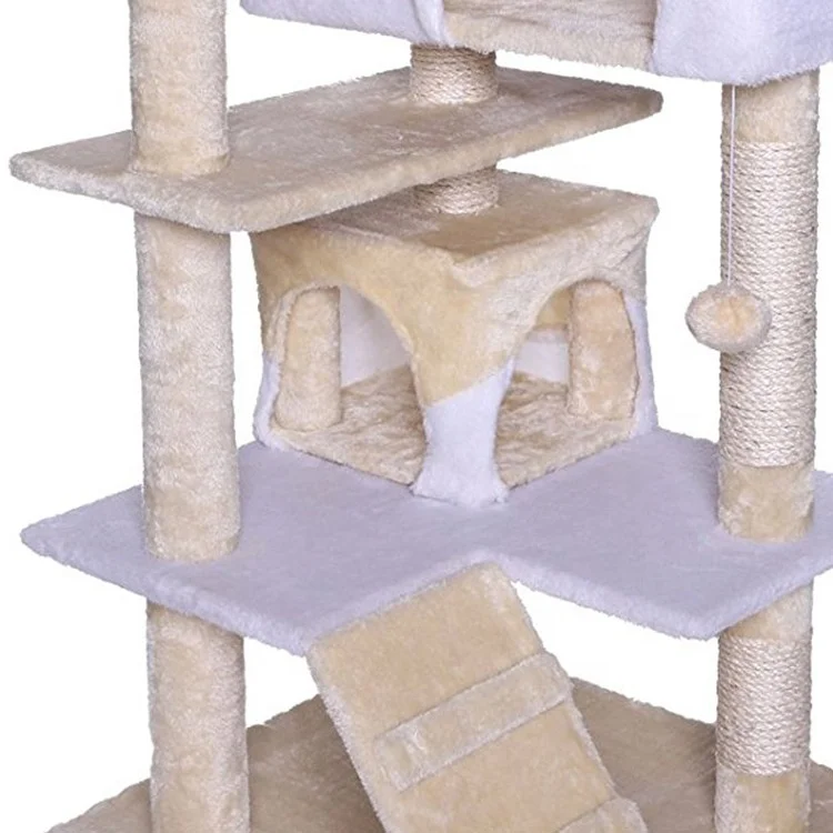 Multi Color Easy Assemble Flake Board  Wooden Cat Tree Cat Cage Cat Scratcher House With Post Condos