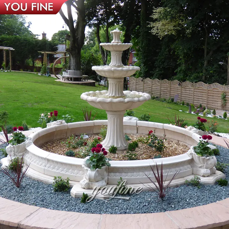 Outdoor 3 Tiers Large Antique Black Marble Water Fountain for Garden Decoration