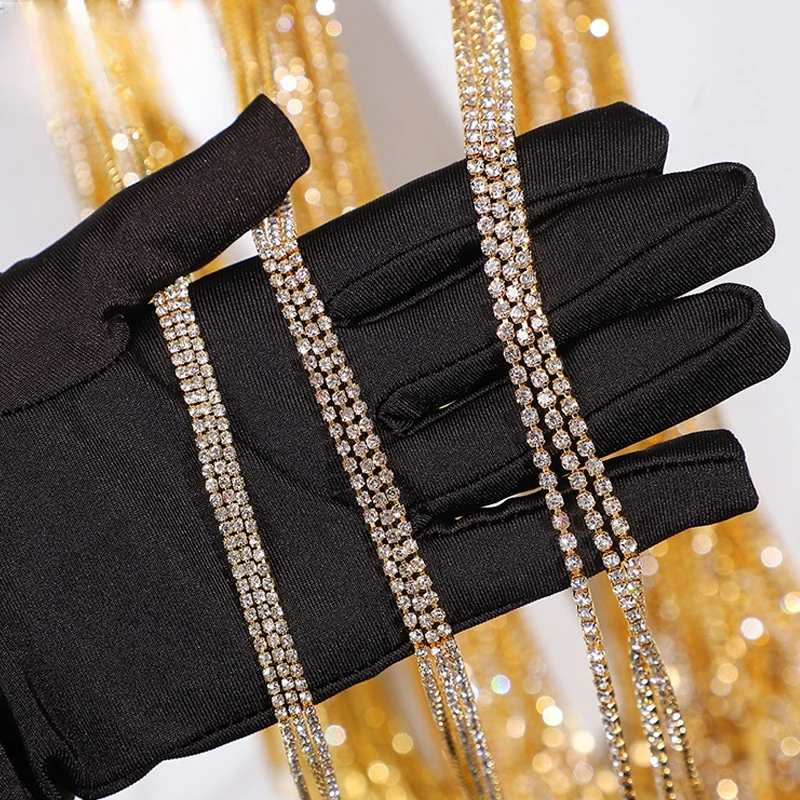 Wholesale Fashion Jewelry Glass Copper Claw Crystal Diamond Chain Stones Roll Gold White K Claw Rhinestone 8mm Cup Chain