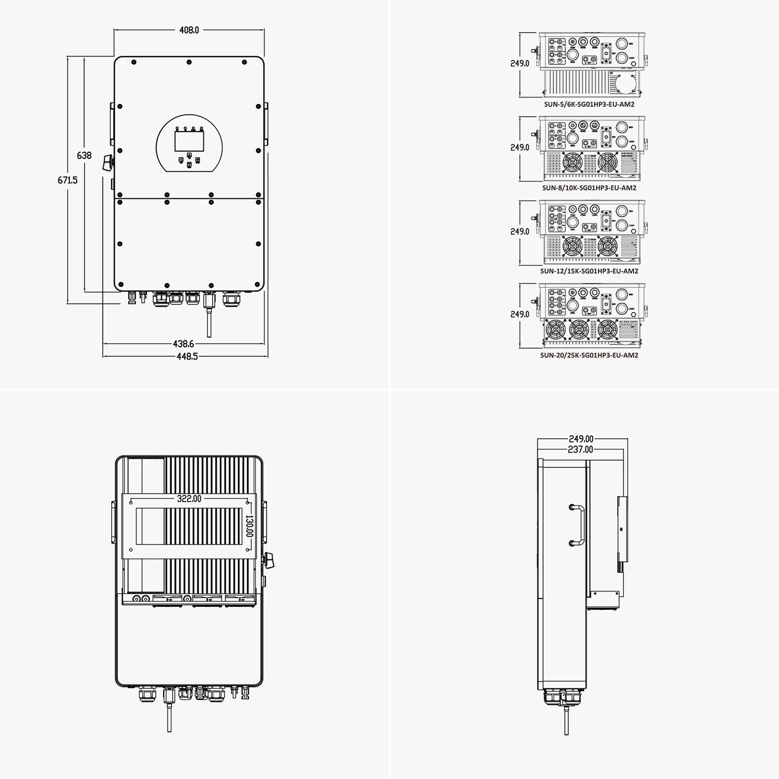 ЕС склад Deye SUN-5/6/8/10/12/15/20/25K-SG01HP3-EU-AM2 5-25kW трехфазный 2 MPPT Гибридный инвертор высокого напряжения