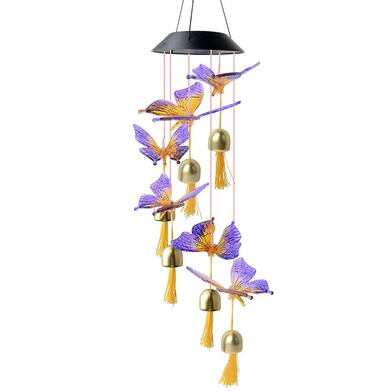 Outdoor Color Bell Solar Wind Chimes Gifts Solar Bell Lights Outdoor Solar wind chimes miniature garden ornaments