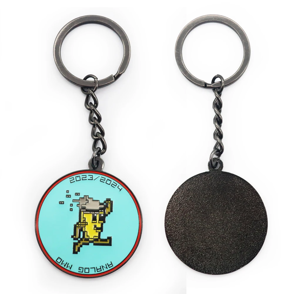 Manufacturers zinc alloy metal custom personalized round coconut tree mosaic key chain soft hard enamel keychains