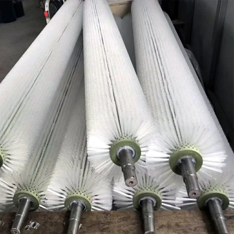 Customized Industrial Nylon Cylinder PP PBT Bristles Cleaning Roller Brush