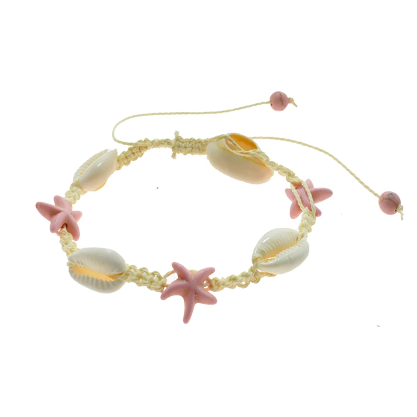 Hot Selling Hawaii  Turquoise And Pink Bracelet Handmade cowrie shell starfish Adjustable Braided Bracelet For Party Gifts