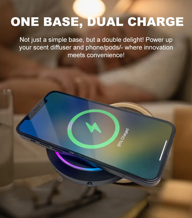 Trending Products 2024 New Arrivals Phone Charging Fragrance Aluminum Aroma 360 Air Mini Wireless Scent Diffuser