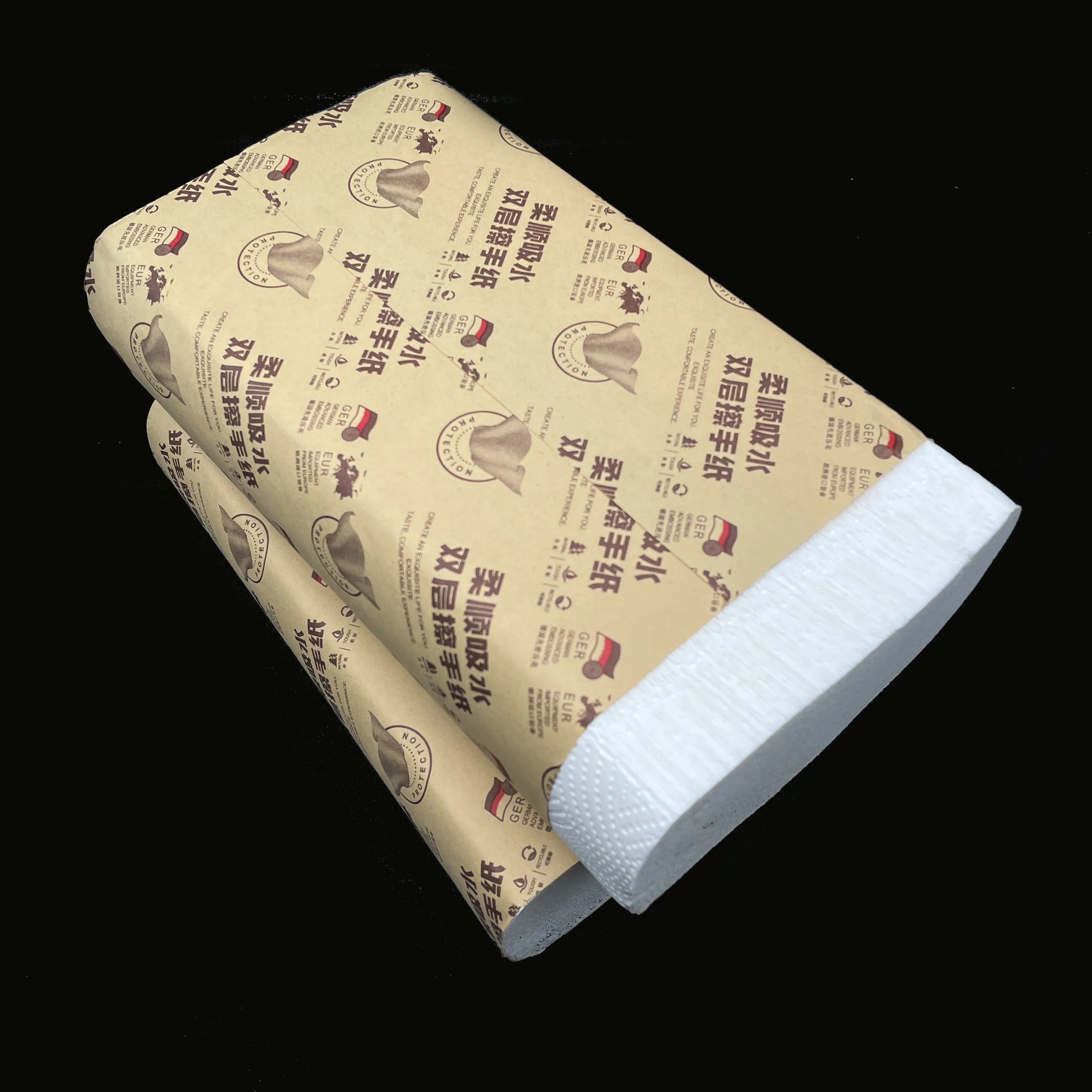 Qingshe оптовая пользовательских логотипов 2 слоя 100% натуральной древсной массы 150 листов диспенсер Z складной салфетки немецкая машина для тиснения туалетная бумага ручной бумажных полотенец