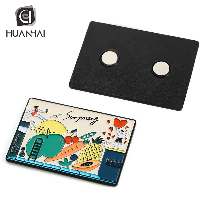 custom black plated enamel logo fruit aluminum alloy metal souvenir fridge magnet