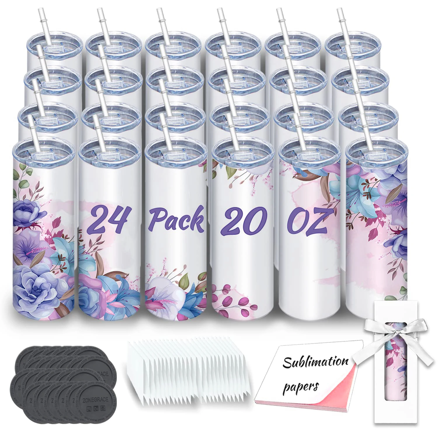 Custom 12oz Sublimation Tumblers Blank 20oz 30oz Stainless Steel Double Wall 40oz Tumbler with Handle Sublimation