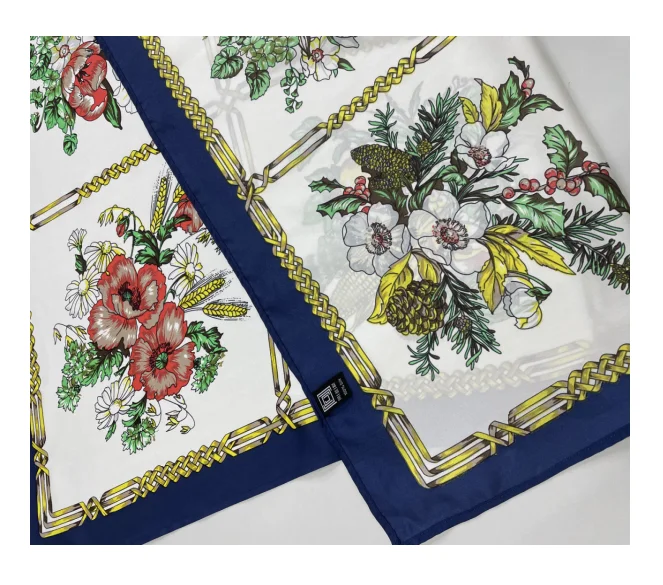 Double-sided Printing Silk Twill square Scarf 16mm 100%Silk Twill Summer Scarf  91.4cm*91.4cm Square Twill Luxury Scarf
