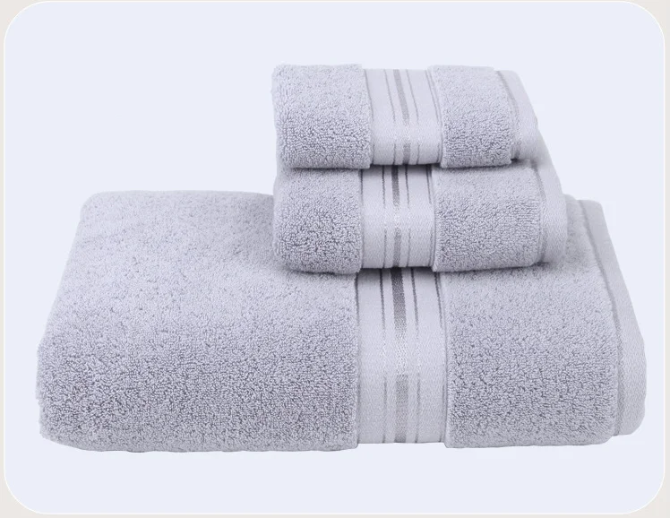 Оптовая продажа, набор полотенец из чесаного хлопка однотонных цветов, ванная комната для всех