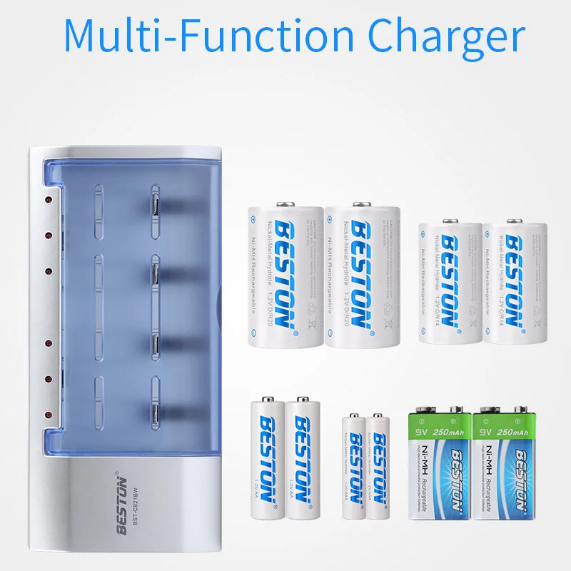 Beston multi-function C821BW universal Smart D,C,AA,AAA,9V rechargeable battery Charger