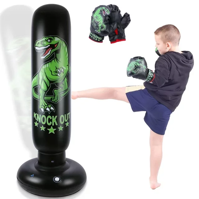 Dinosaur Punching Bag for Kids with Gloves Children Sports Exercising Toys Boxing Set for Training