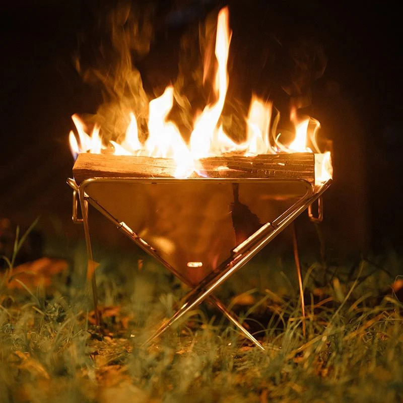 Outdoor Folding fire pit station barbecue wood Portable Outdoor Home Camping Adjustable 2 Layers Aluminum Camping Solo Stove