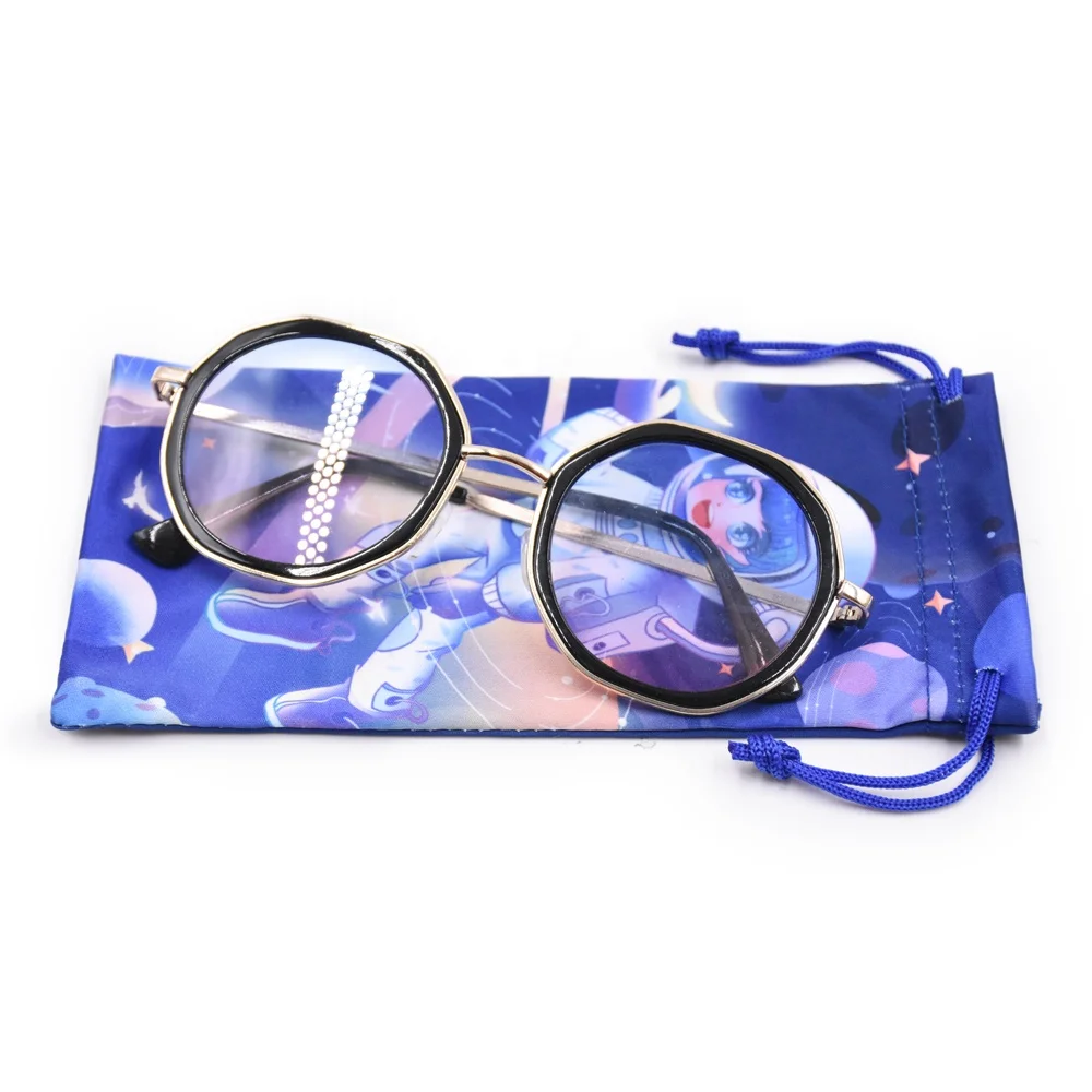 New Transfer Printed Fabric sun glasses pouch Microfiber Drawstring Glasses Bag Portable Custom Eco-friendly pouch for glasses