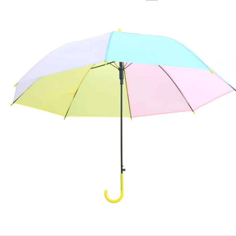 2022 Custom Auto Straight J Handle Parasol Wholesale Portable Colorful Transparent Umbrella Custom Auto Handle Parasol with logo