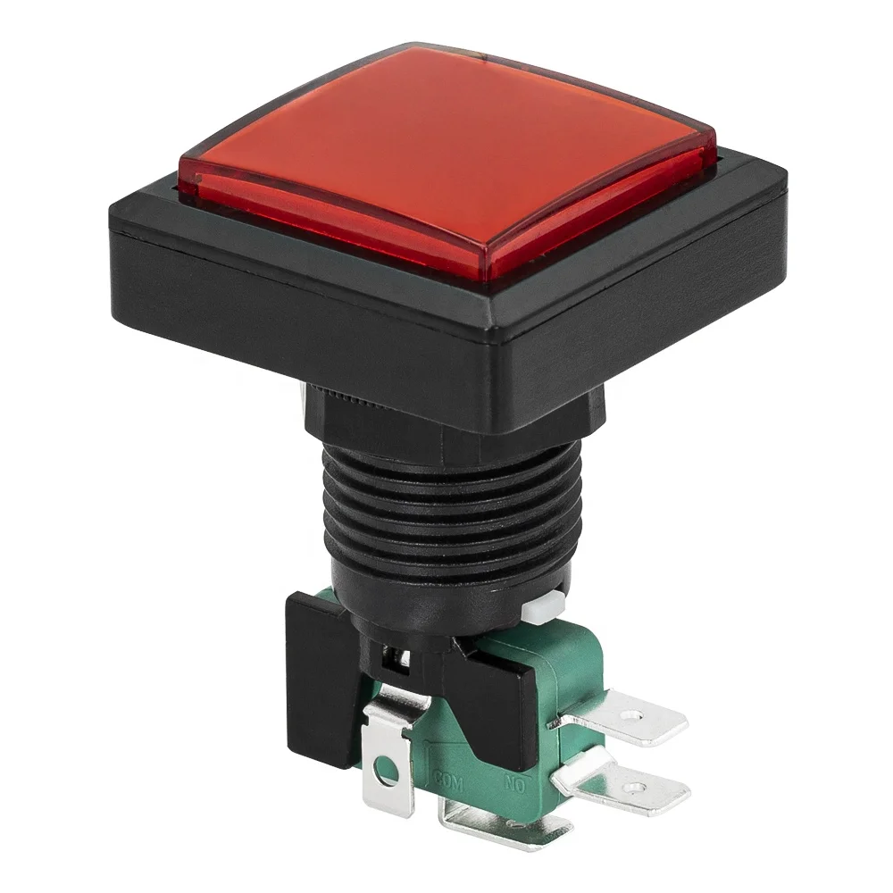 Colorful 12V Square Led Push Button Switch Game Machine Push Arcade Button Game Machine for Fish Arcade Machine