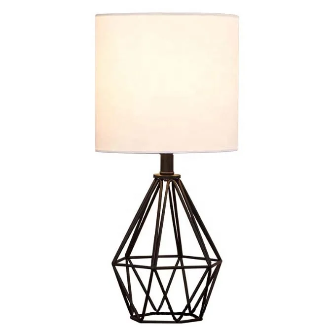 Маленькая черная картина сварочная проволочная Рама настольная лампа металлическая клетка с тканевым абажуром